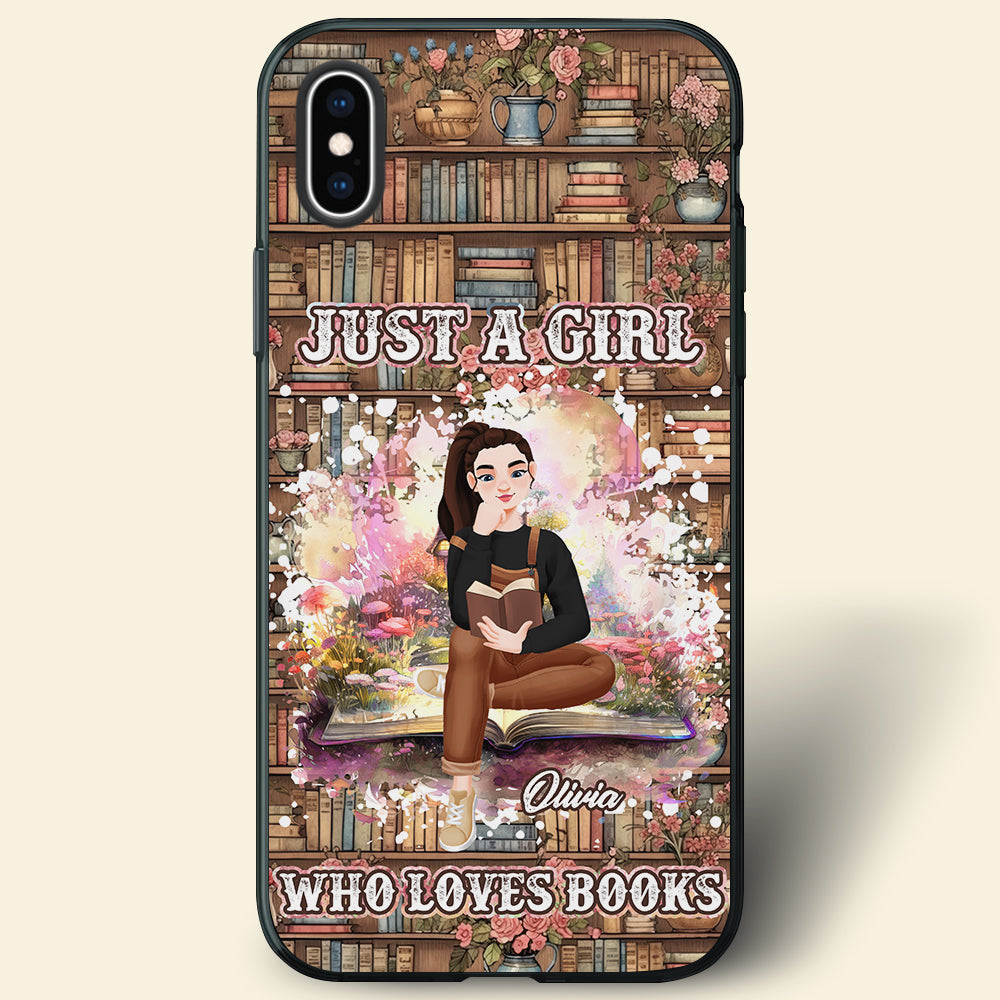 Customizable Phone Case for Book Lovers - Just a Girl Who Loves Books Phone Case PopCulturePrints