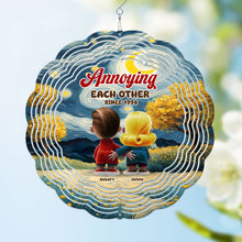 Load image into Gallery viewer, Personalized Couple&#39;s Wind Spinner - &#39;Annoying Each Other Since 1998&#39; Ornament PopCulturePrints

