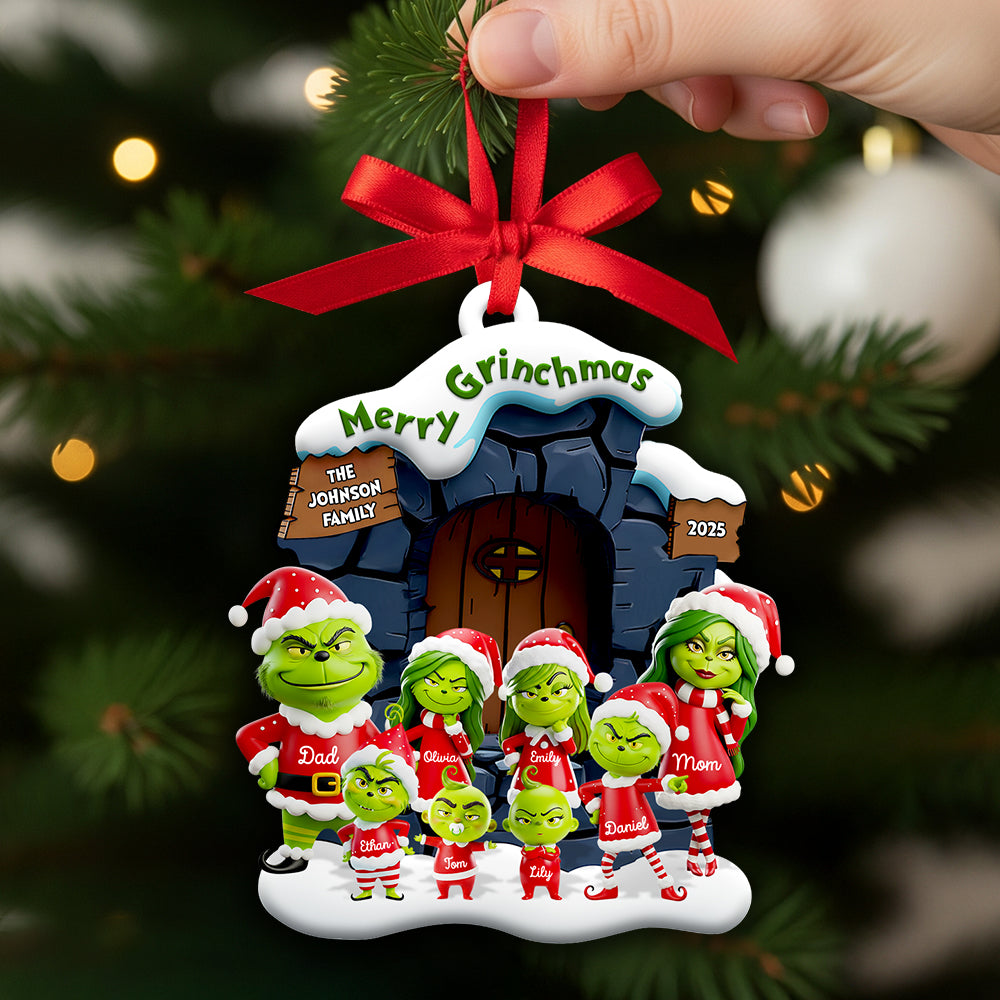 Merry Grinchmas Family Christmas Ornament - Personalized Gift for Families Ornament PopCulturePrints