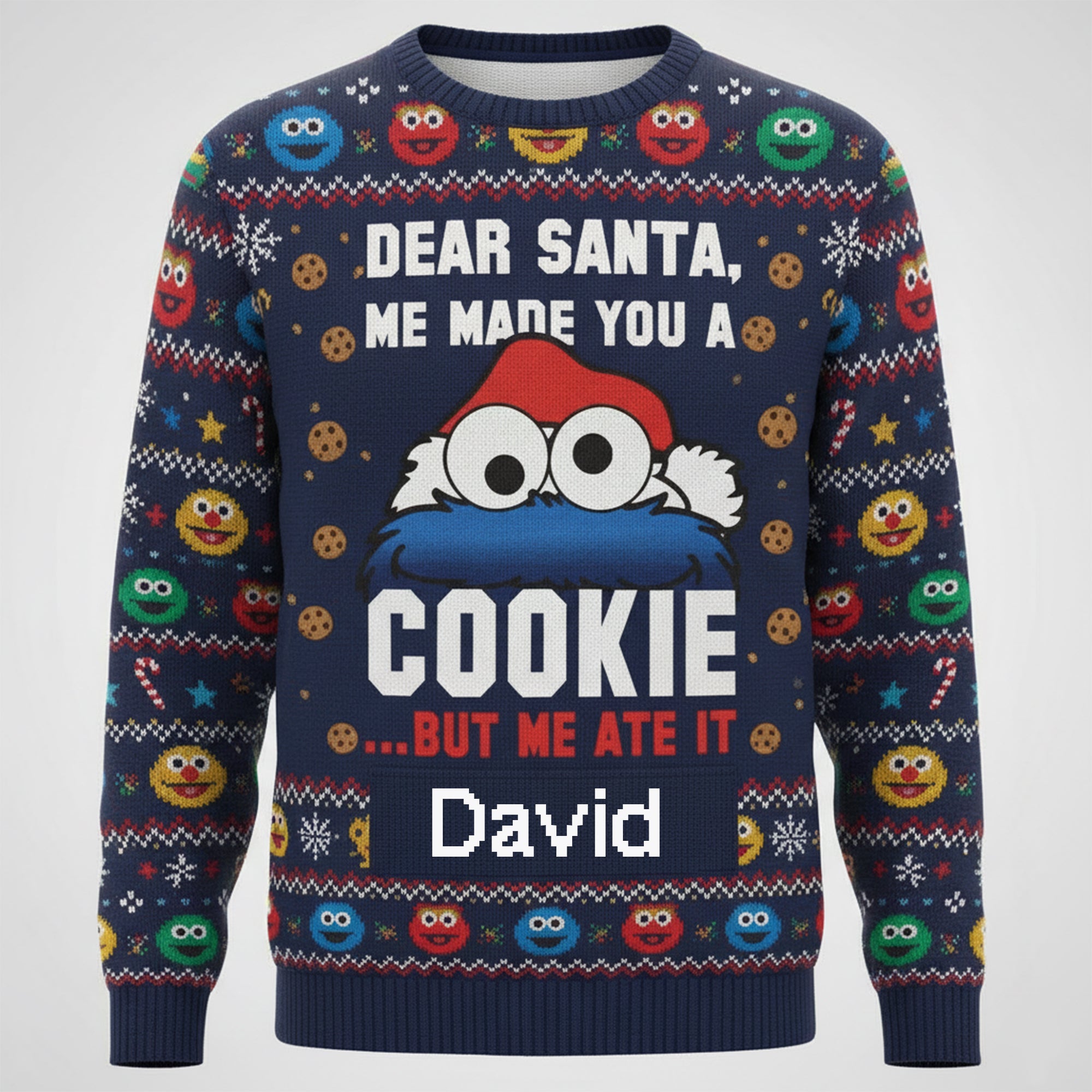 Dear Santa, I Made You a Cookie – Personalized Funny Ugly Sweater AOP Products PopCulturePrints