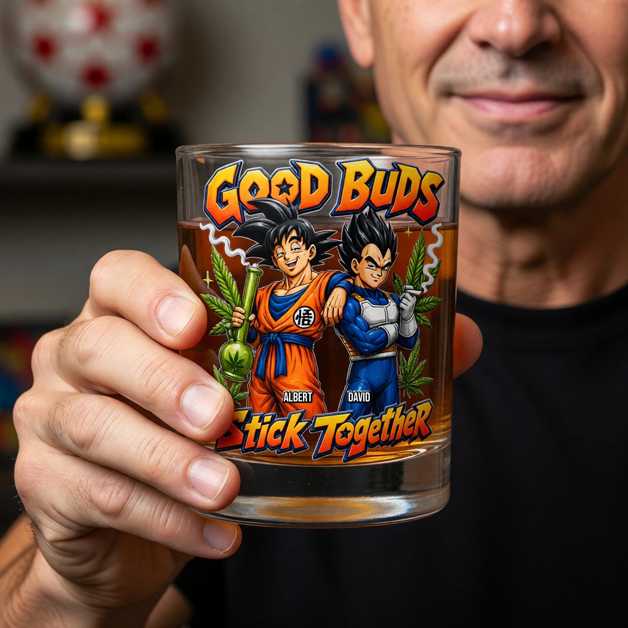 Good Buds - Partners in Chill Round Glass - Personalized Gift for Friends Glass PopCulturePrints