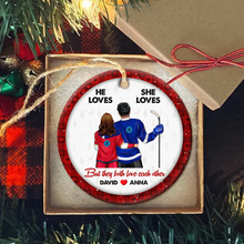 Load image into Gallery viewer, Custom Ice Hockey Couple Ornament | Christmas Gift | Valentine&#39;s Day Gifts Ornament PopCulturePrints
