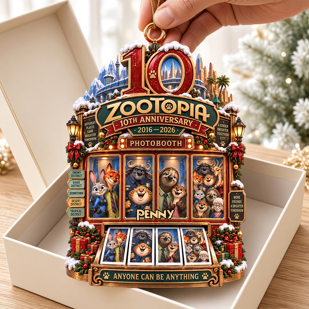 “Anyone Can Be Anything” - 10th Anniversary Zootopia Acrylic Ornament - Personalized Gift for Fans and Collectors