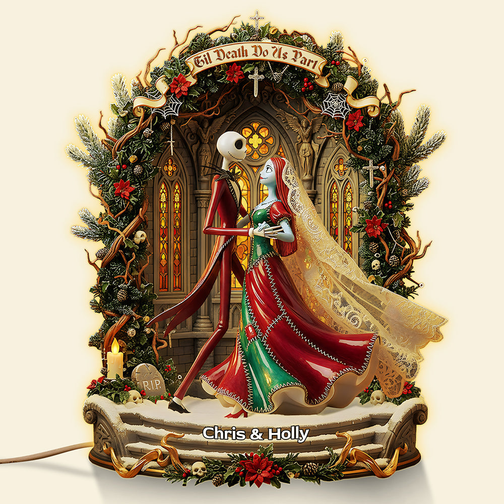 "Till Death Do Us Part" - Gothic Dancing Couple Acrylic Light Box - Personalized Gift for Couples, Weddings, Anniversaries, and Special Occasions Light Box PopCulturePrints