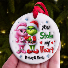 Load image into Gallery viewer, Personalized &#39;You Stole My Heart&#39; Ornament - Perfect Valentine&#39;s Day Gifts for Couples | Holiday Decor Ornament PopCulturePrints
