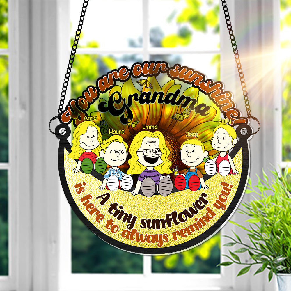 You are our sunshine, Grandma - Personalized Hanging Suncatcher Gift for Grandma Ornament PopCulturePrints