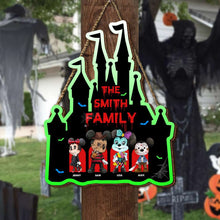 Load image into Gallery viewer, Personalized Halloween Family Wood Sign - Custom Cartoon Character Design
