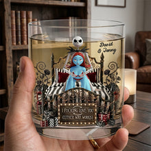 Load image into Gallery viewer, I Fucking Love You (Either Way Works) - Naughty Couple Round Glass - Personalized Gift for Couples Glass PopCulturePrints
