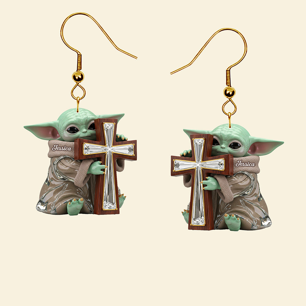 "Celebrate Faith with Style" - Baby Alien Acrylic Earrings, Personalized Gift for Christians Earrings PopCulturePrints