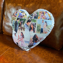 Load image into Gallery viewer, Personalized Heart-Shaped Photo Pillow for Newlywed Couples Pillow PopCulturePrints
