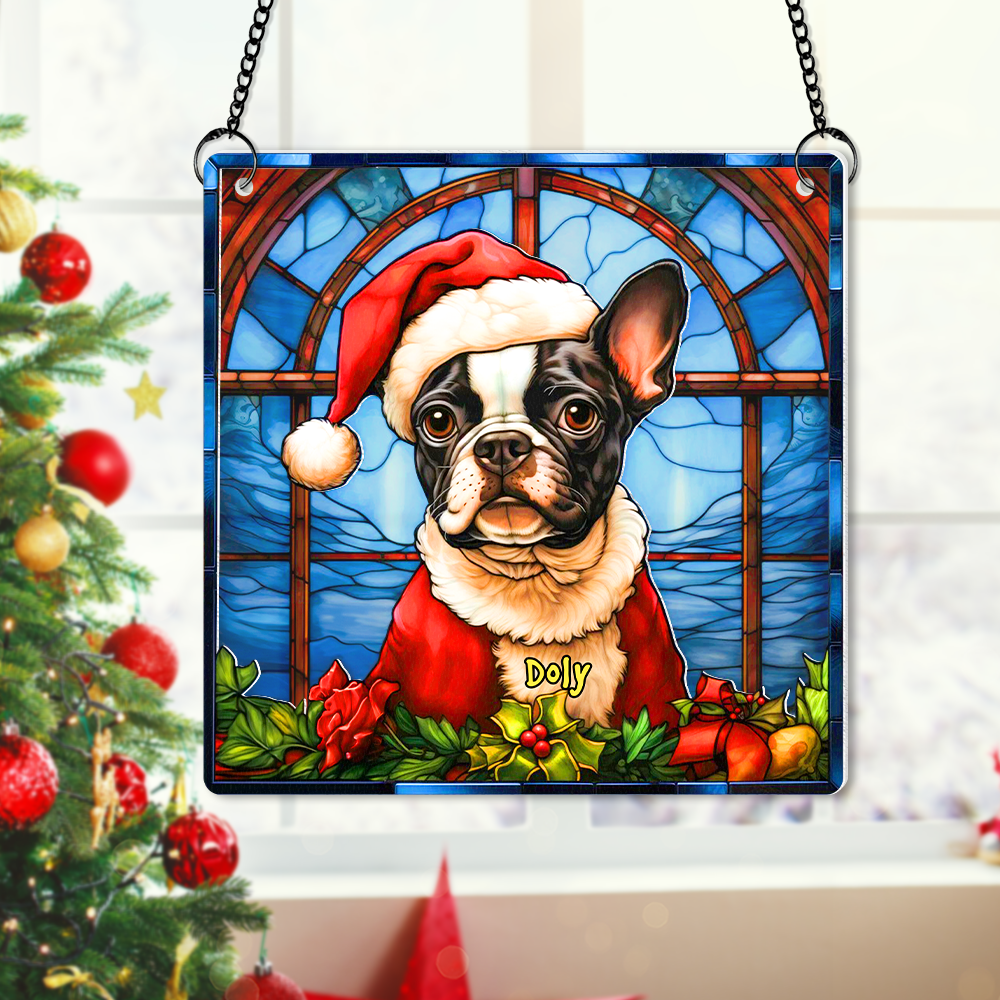 Personalized Boston Terrier Christmas Suncatcher Ornament - Perfect Gift for Dog Lovers