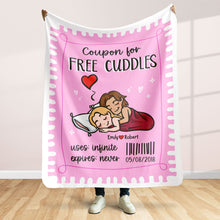 Load image into Gallery viewer, Personalized Free Cuddles Blanket for Couples Blanket PopCulturePrints

