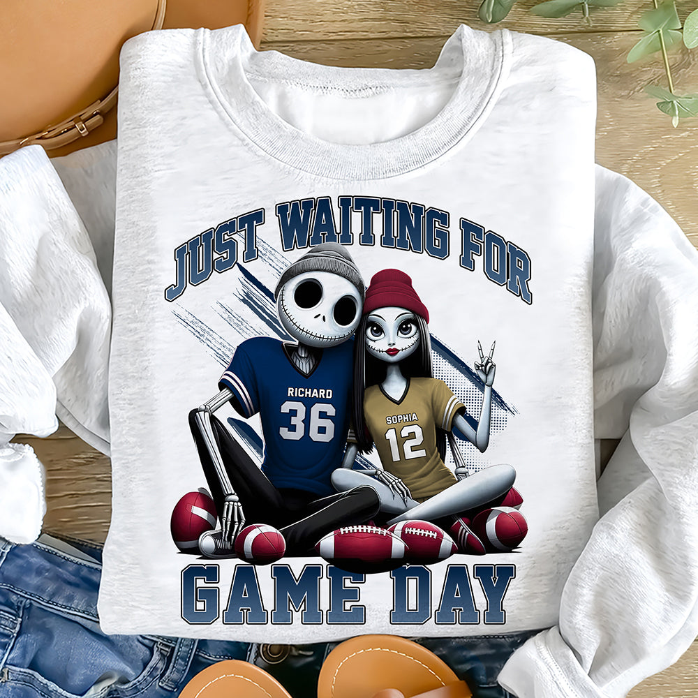 Personalized Couple Football Lover Shirts - Just Waiting for Game Day