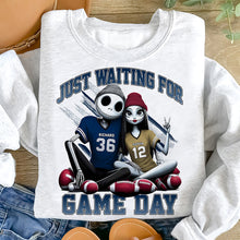 Load image into Gallery viewer, Personalized Couple Football Lover Shirts - Just Waiting for Game Day
