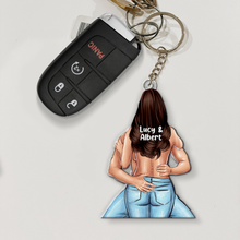 Load image into Gallery viewer, Personalized Naughty Couple Keychain - Customizable Couple Gift Keychains PopCulturePrints
