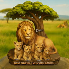 Load image into Gallery viewer, Best Dad in the Pride Lands - Personalized Lion Dad Plaque Shaped Plaques PopCulturePrints
