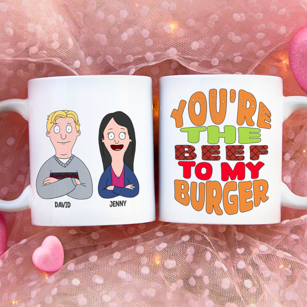 Personalized Couple Coffee Mug Set - You're the Beef to My Burger