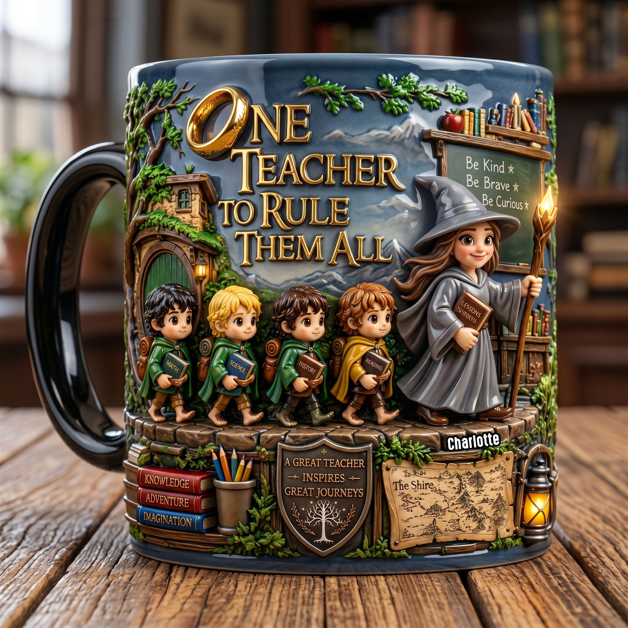 One Teacher to Rule Them All - Legendary Mentor Magic Coffee Mug | Personalized Gifts for Teachers Coffee Mug PopCulturePrints