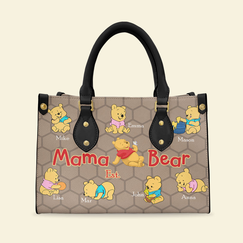 "Celebrate Your Love with Custom Bear Designs" - Personalized Leather Bag for Mom - Ideal Gift for Mother's Day, Grandma & More Leather Bag PopCulturePrints