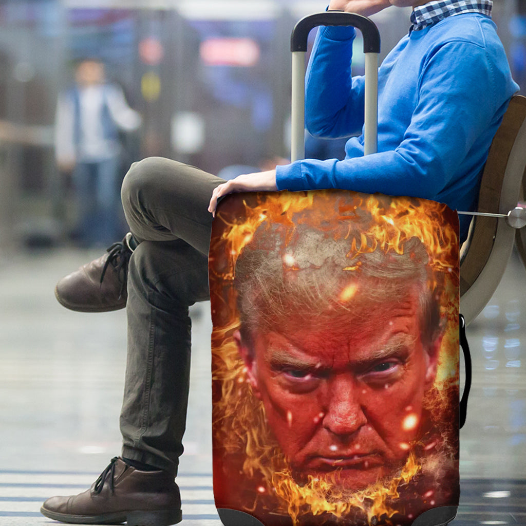 Fiery Presidential Face Luggage Cover - Trump Edition