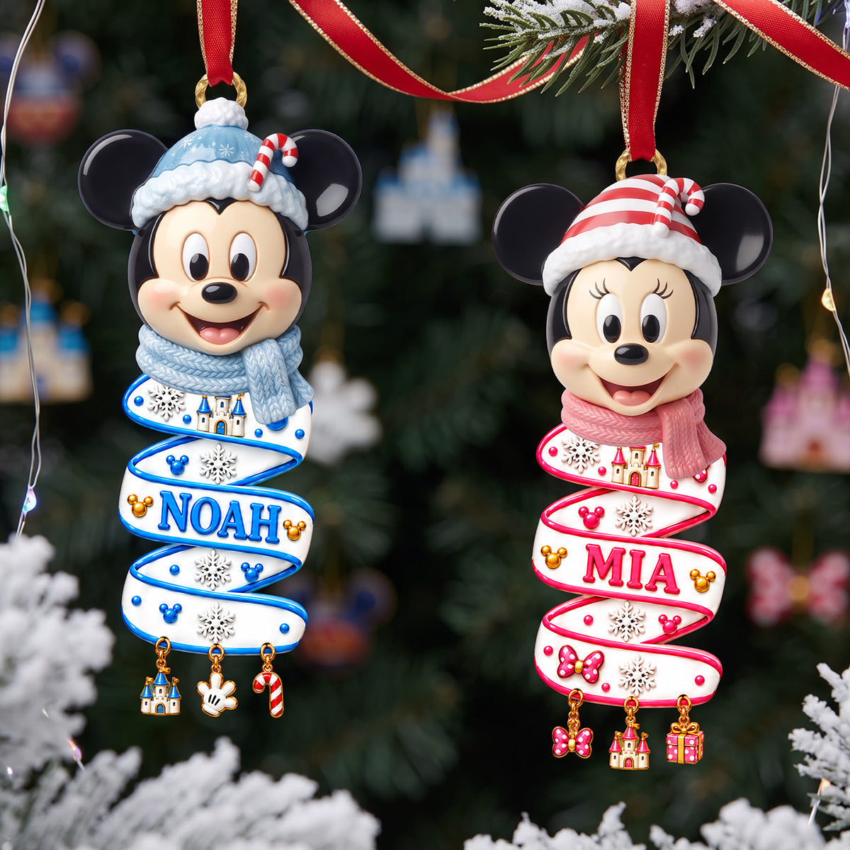 Celebrate the Season with Custom Spiraling Character Acrylic Ornaments - Perfect Personalized Gift for Loved Ones