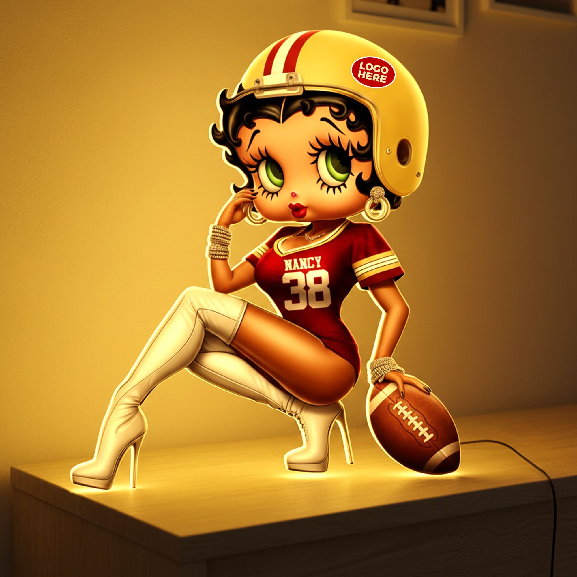 “Illuminate Your Passion!” Retro Cute Girl Light Box - Personalized Gift for Sport Lovers Light Box PopCulturePrints