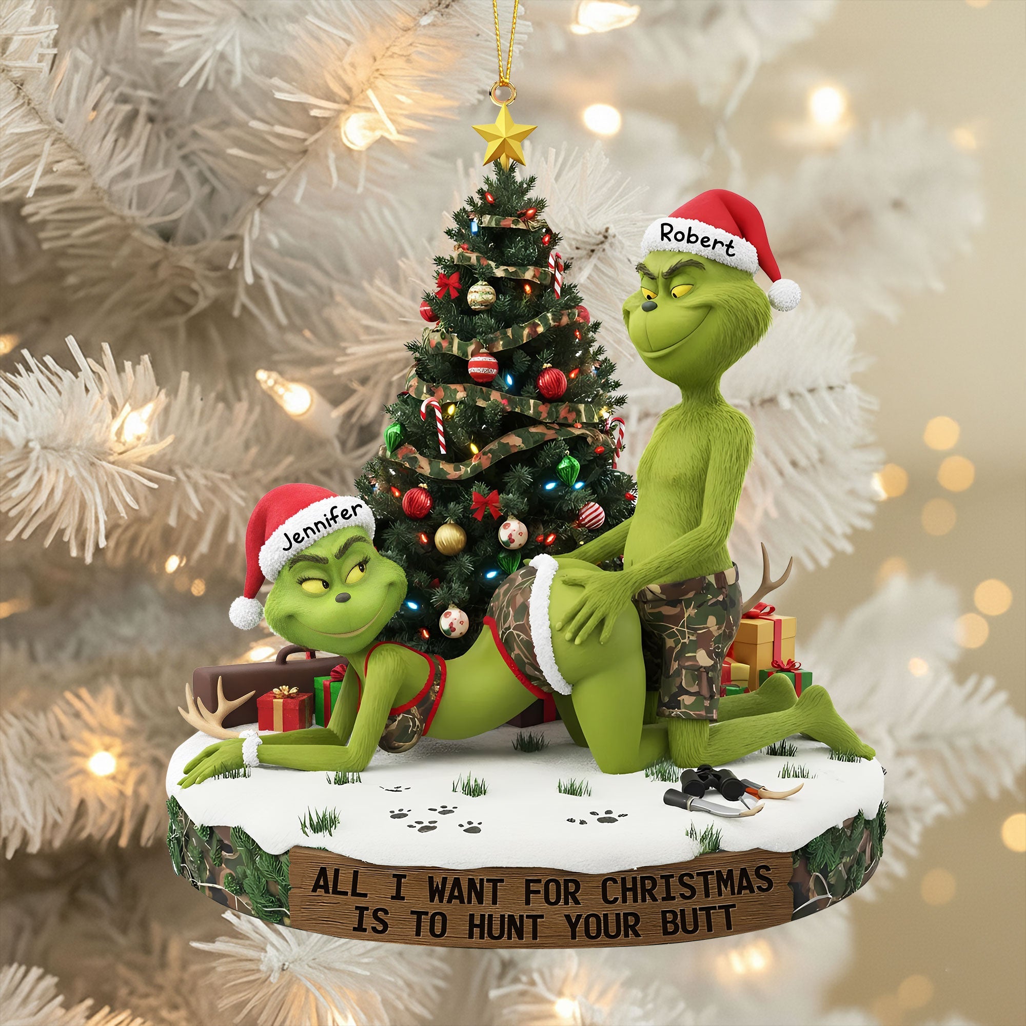 Naughty Green Couple Ornament - A Playful Personalized Gift for Couples Ornament PopCulturePrints