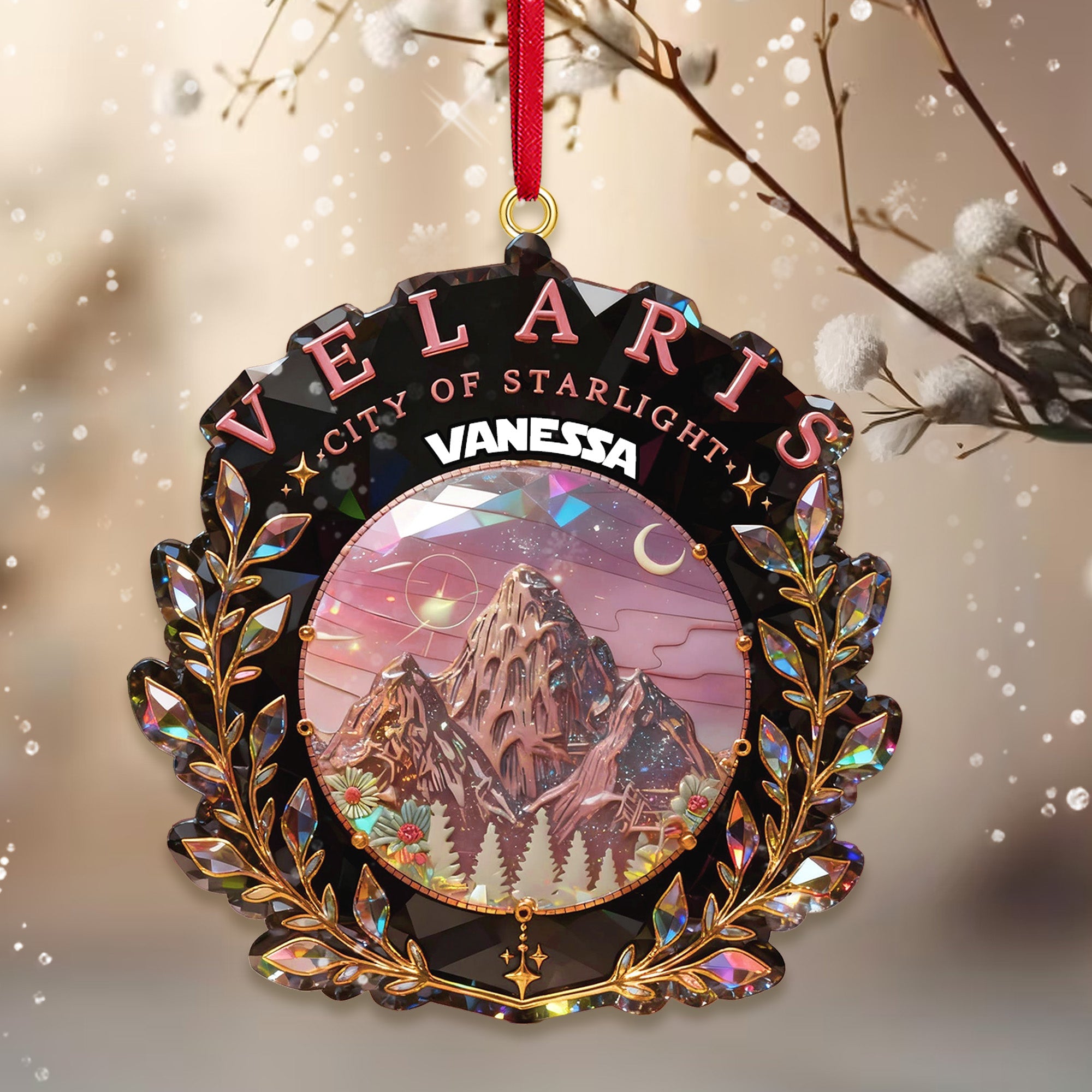 "To the stars who listen and the dreams that are answered" - Dreamy City Of Star Ornament, Personalized Gifts for Fantasy Novel Fans Ornament PopCulturePrints