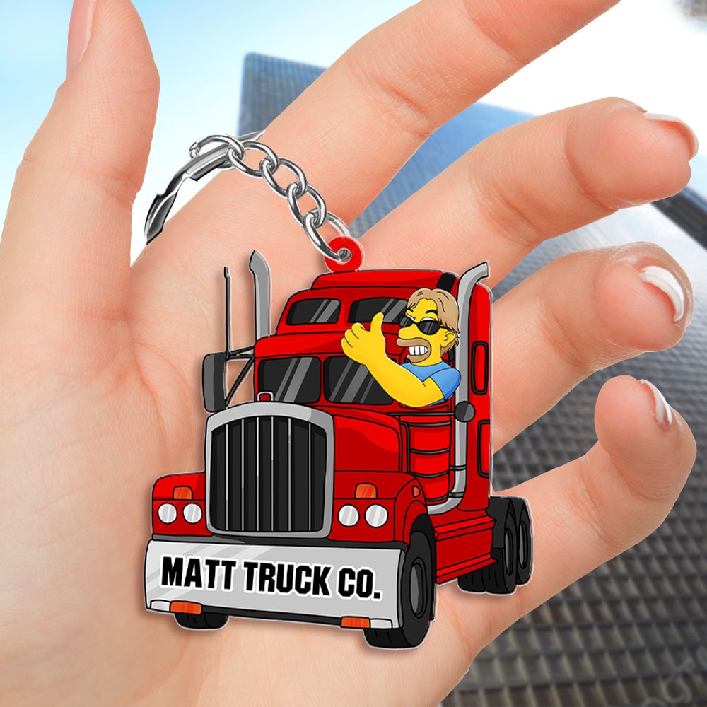 Personalized Truck Driver Keychain - Custom Badass Trucker Gift Keychains PopCulturePrints
