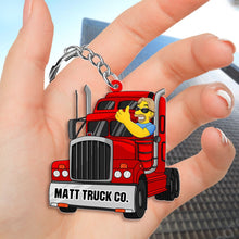 Load image into Gallery viewer, Personalized Truck Driver Keychain - Custom Badass Trucker Gift Keychains PopCulturePrints
