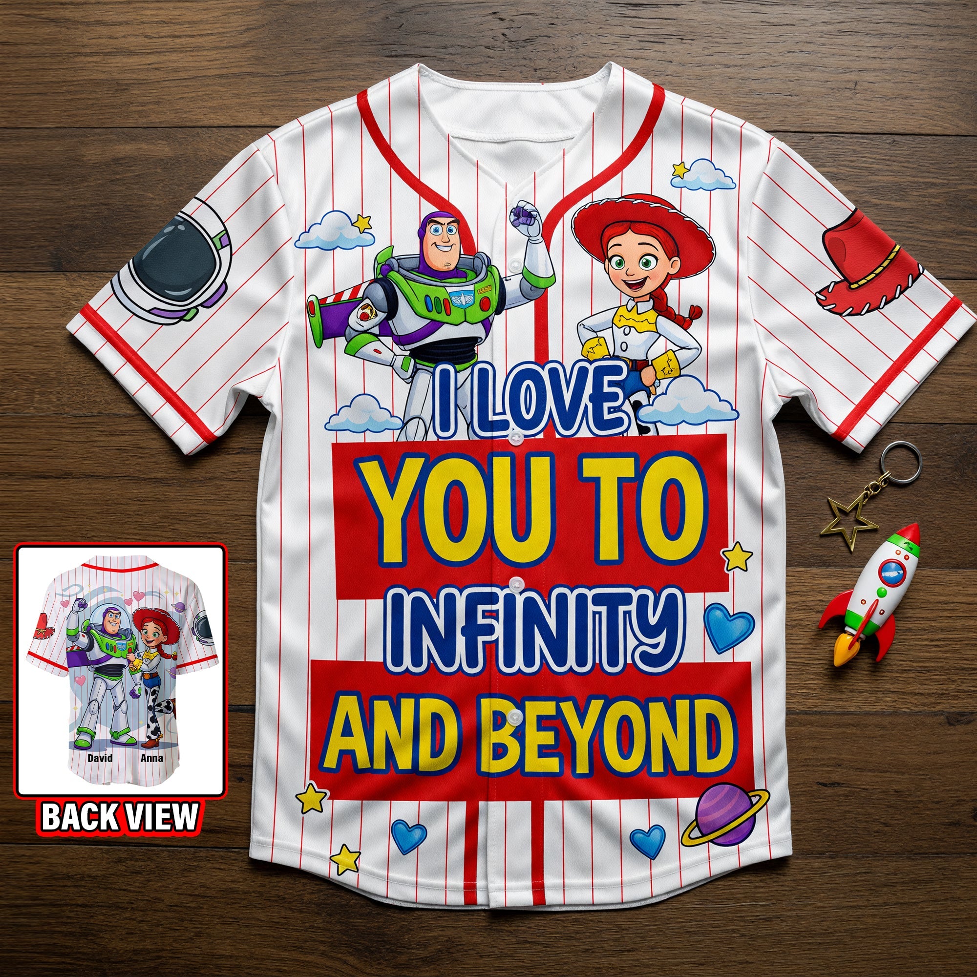 I Love You to Infinity and Beyond - Personalized Couple Baseball Jersey