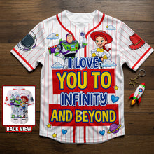 Load image into Gallery viewer, I Love You to Infinity and Beyond - Personalized Couple Baseball Jersey
