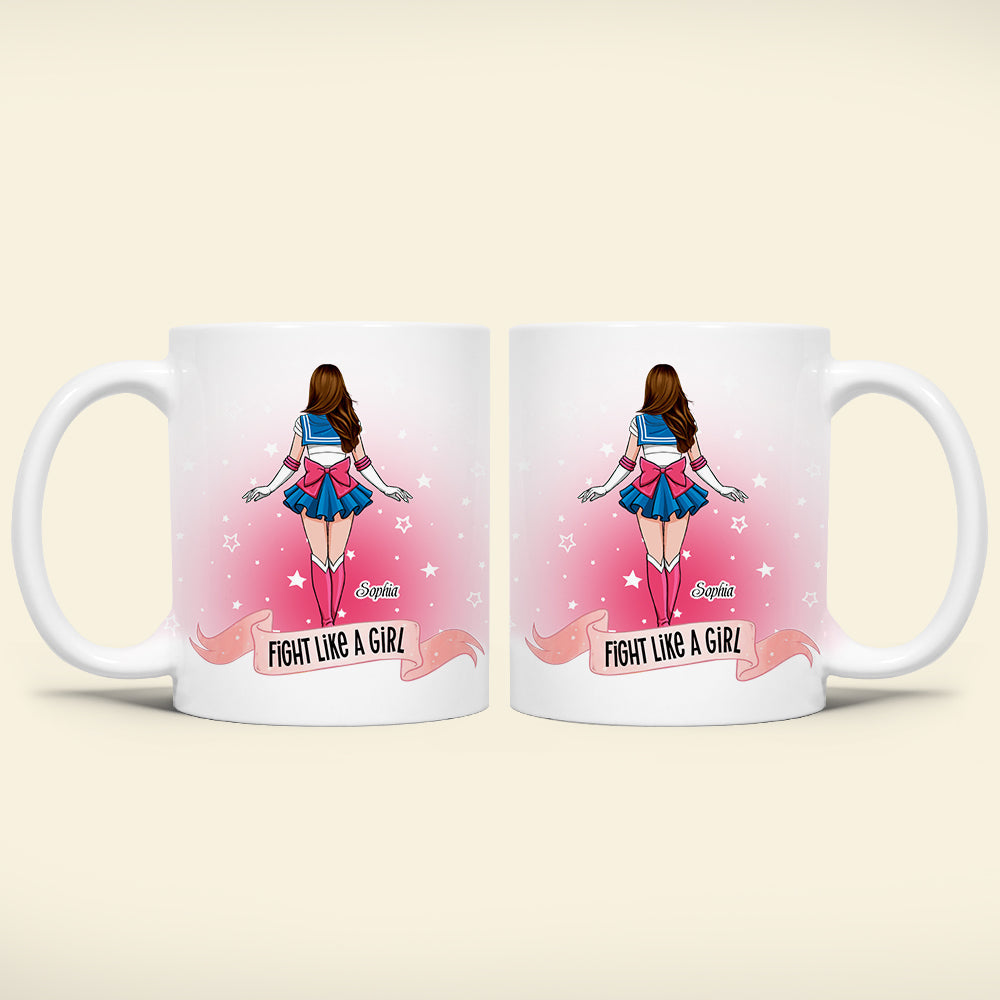 Personalized Feminist Empowerment Coffee Mug - Fight Like a Girl Coffee Mug PopCulturePrints
