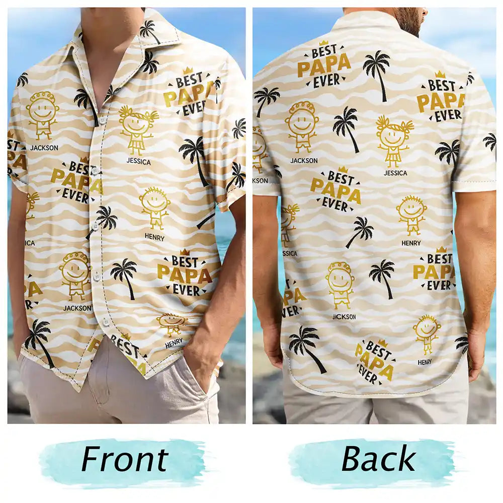 “Best Dad Ever” – Personalized Hawaiian Shirt - Perfect Gift for Dads and Grandpas Hawaiian Shirt PopCulturePrints