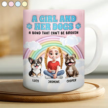 Load image into Gallery viewer, A Bond That Can&#39;t Be Broken - Rainbow A Girl And Her Dogs Personalized Mug Mug PopCulturePrints
