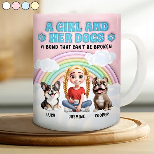 A Bond That Can't Be Broken - Rainbow A Girl And Her Dogs Personalized Mug Mug PopCulturePrints