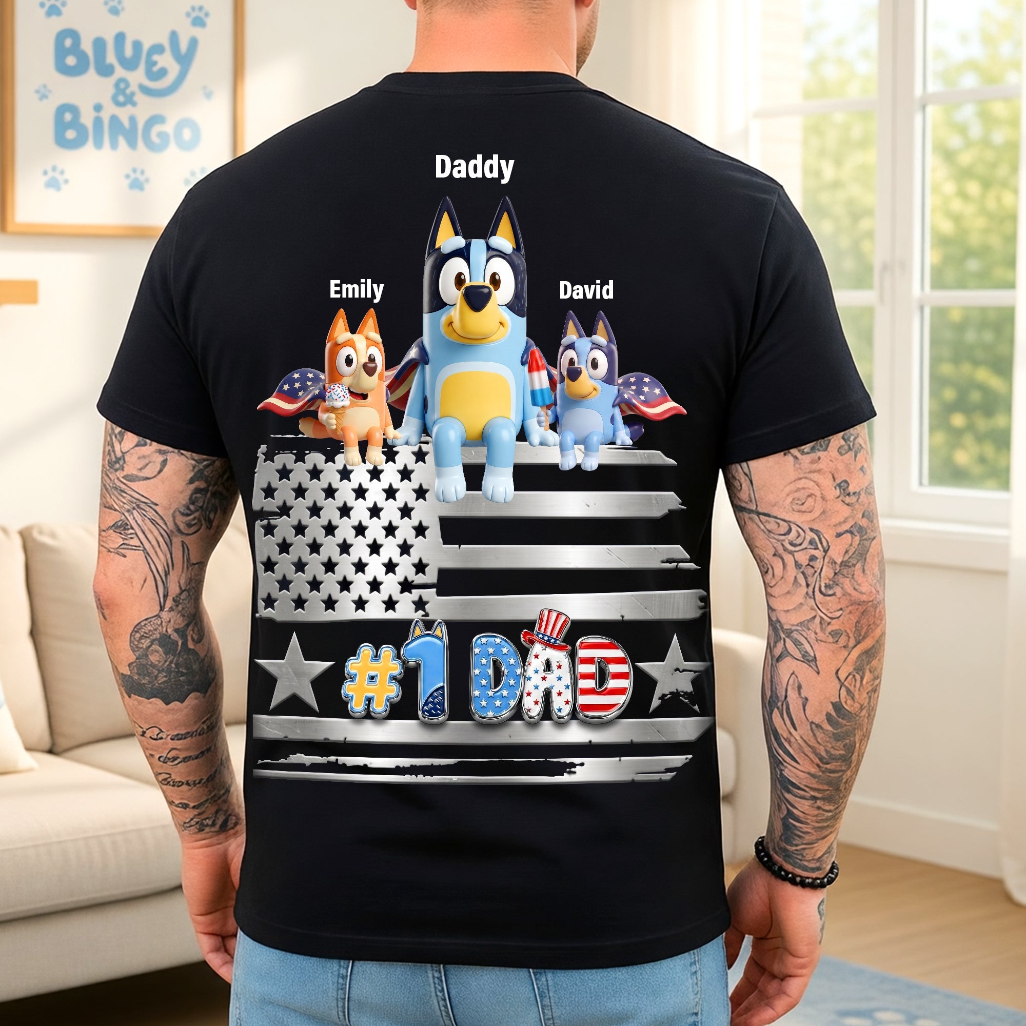 "Celebrate Your American Spirit!" - American Dog Dad Shirt - Personalized Gifts For Dads, Grandpa & More Shirts PopCulturePrints