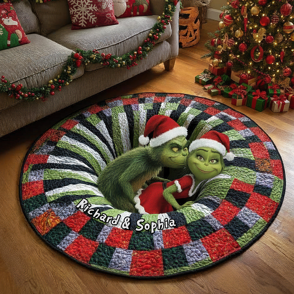Love & Laughter - Funny Couple Quilted Round Mat - Personalized Gift for Couples Doormat PopCulturePrints