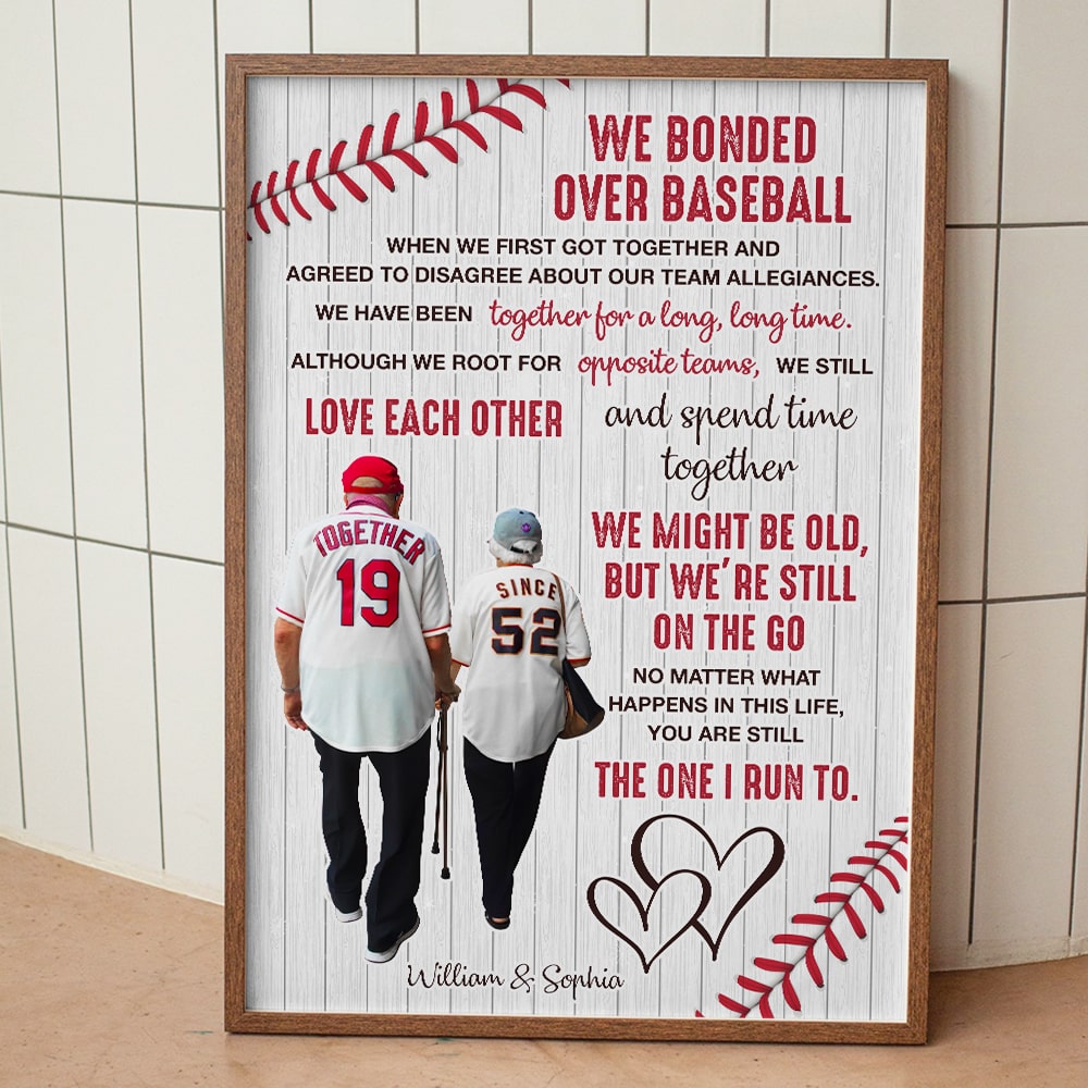Personalized Baseball Couple Canvas Print - We Bonded Over Baseball Poster & Canvas PopCulturePrints