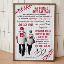 Load image into Gallery viewer, Personalized Baseball Couple Canvas Print - We Bonded Over Baseball Poster &amp; Canvas PopCulturePrints
