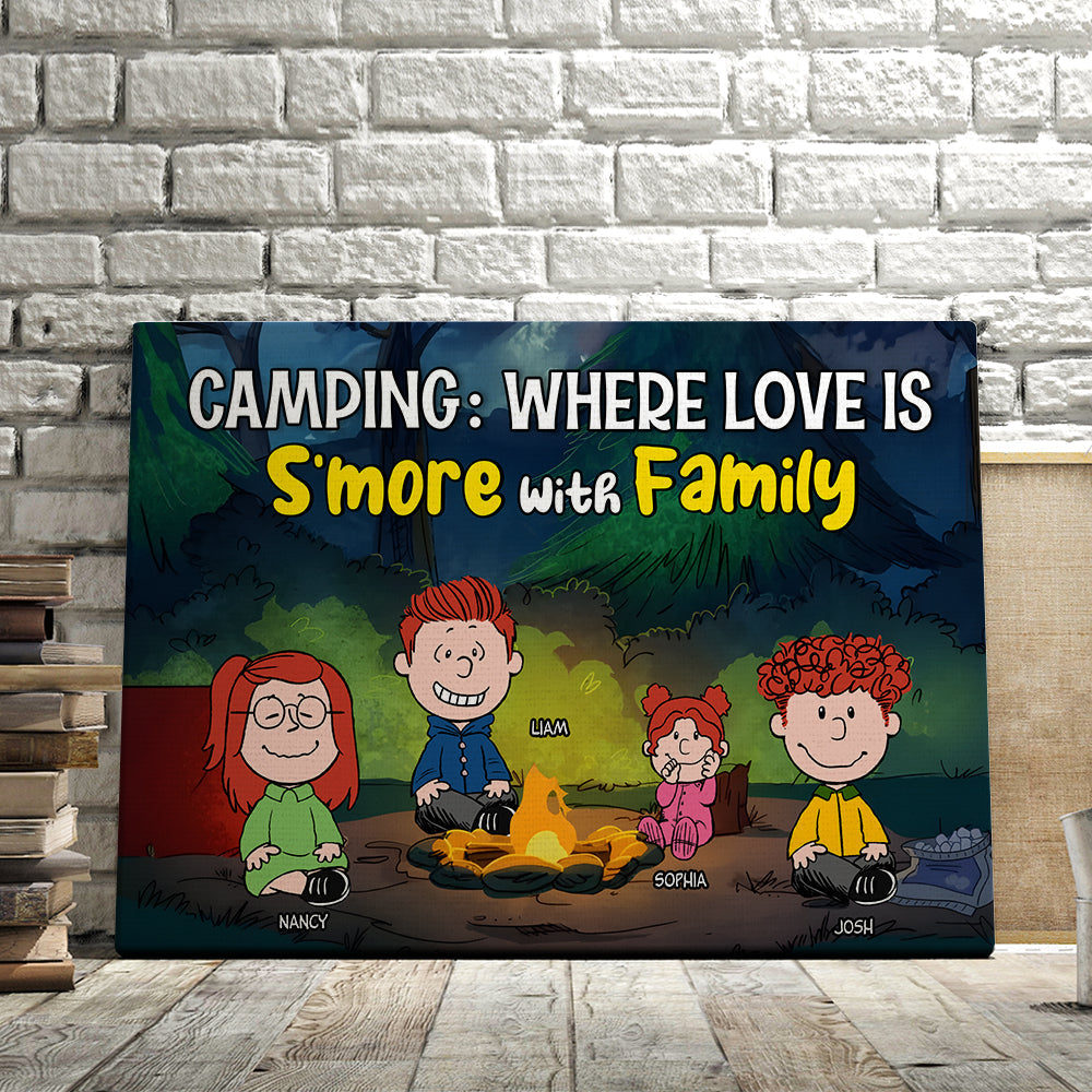 Personalized Family Canvas Print - Camping S'more With Family