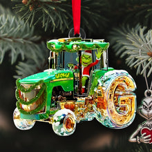 Load image into Gallery viewer, “Green Joy for Tractor Lovers” - Personalized Green Tractor Initials Ornament for Heartfelt Christmas Gifts Ornament PopCulturePrints

