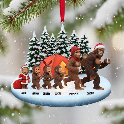 “Celebrate Togetherness with Sasquatch Family Fun” - Personalized Sasquatch Family Christmas Ornament - Unique Gift for Family and Loved Ones Ornament PopCulturePrints