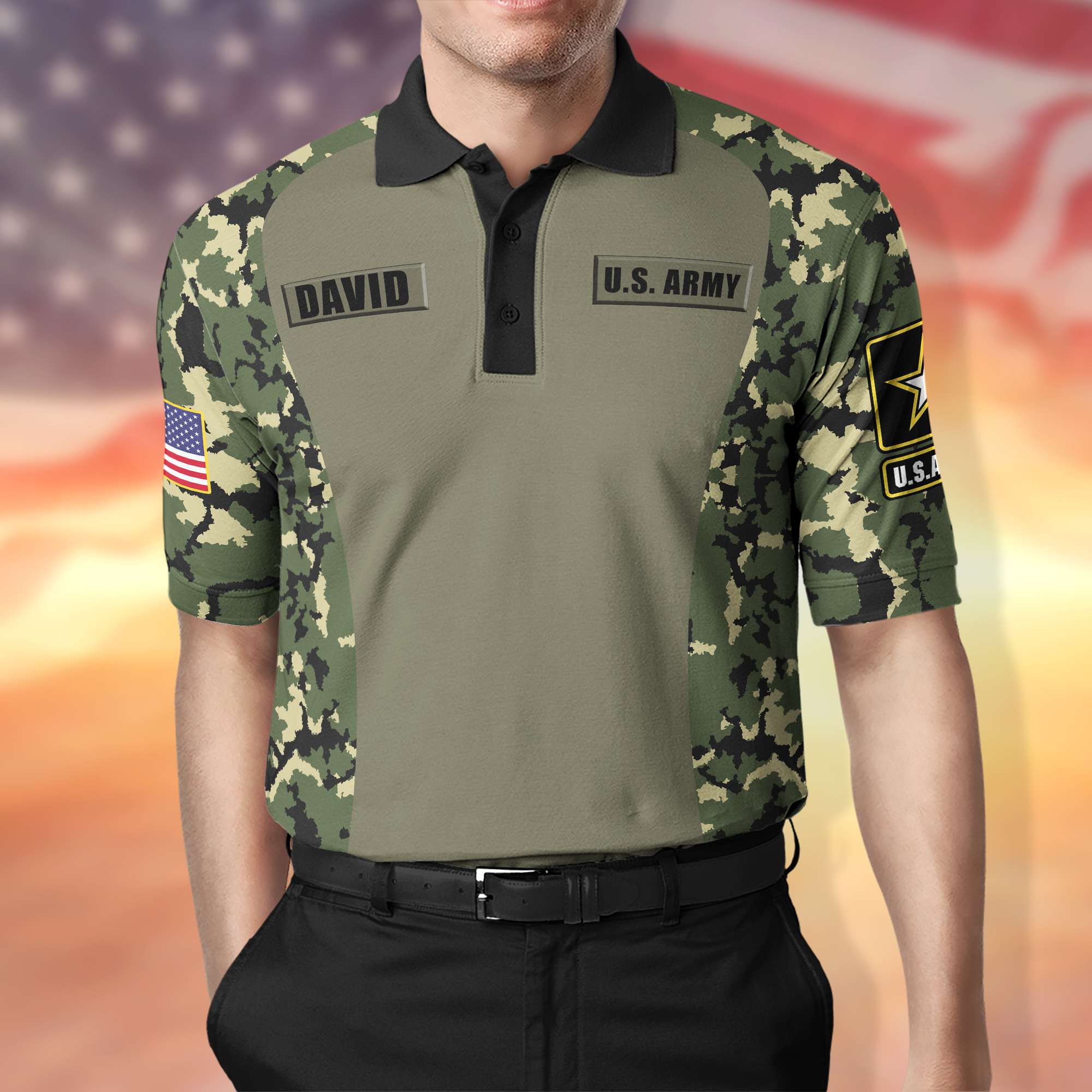 Personalized U.S. Army Veteran Camo Polo Shirt