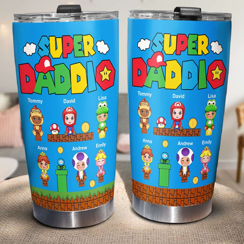Super Daddio Personalized Tumbler - Perfect Gift for Fathers Tumbler Cup PopCulturePrints