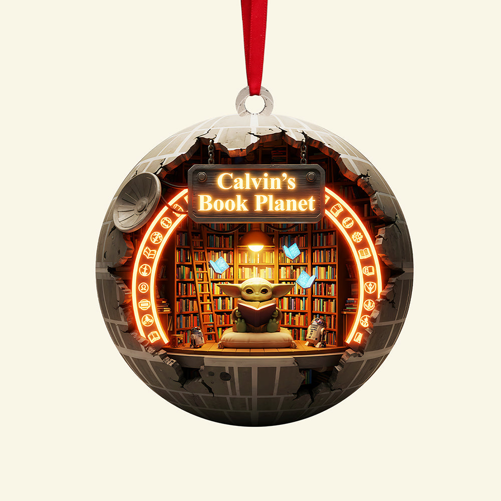 Dive into Imagination with Calvin's Book Planet - Personalized Acrylic Ornament for Christmas Gifts Ornament PopCulturePrints