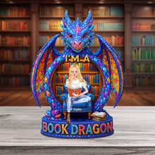 Load image into Gallery viewer, I&#39;m A Book Dragon - Personalized Gift for Book Lovers Plaque Shaped Plaques PopCulturePrints
