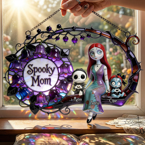 “Celebrate the Spooky Spirit!” - Personalized Spooky Mom Acrylic Suncatcher Ornament - Perfect Gift for Mom, Grandma & More Ornament PopCulturePrints