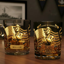 Load image into Gallery viewer, “It Cannot Be Inherited” - Personalized Military 11oz Round Glass - Perfect Gift for U.S. Navy Veterans Glass PopCulturePrints
