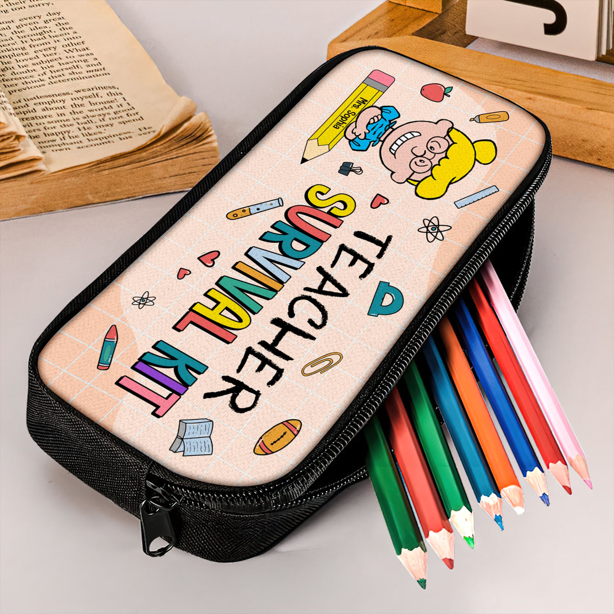 Personalized Teacher Survival Kit Pencil Case